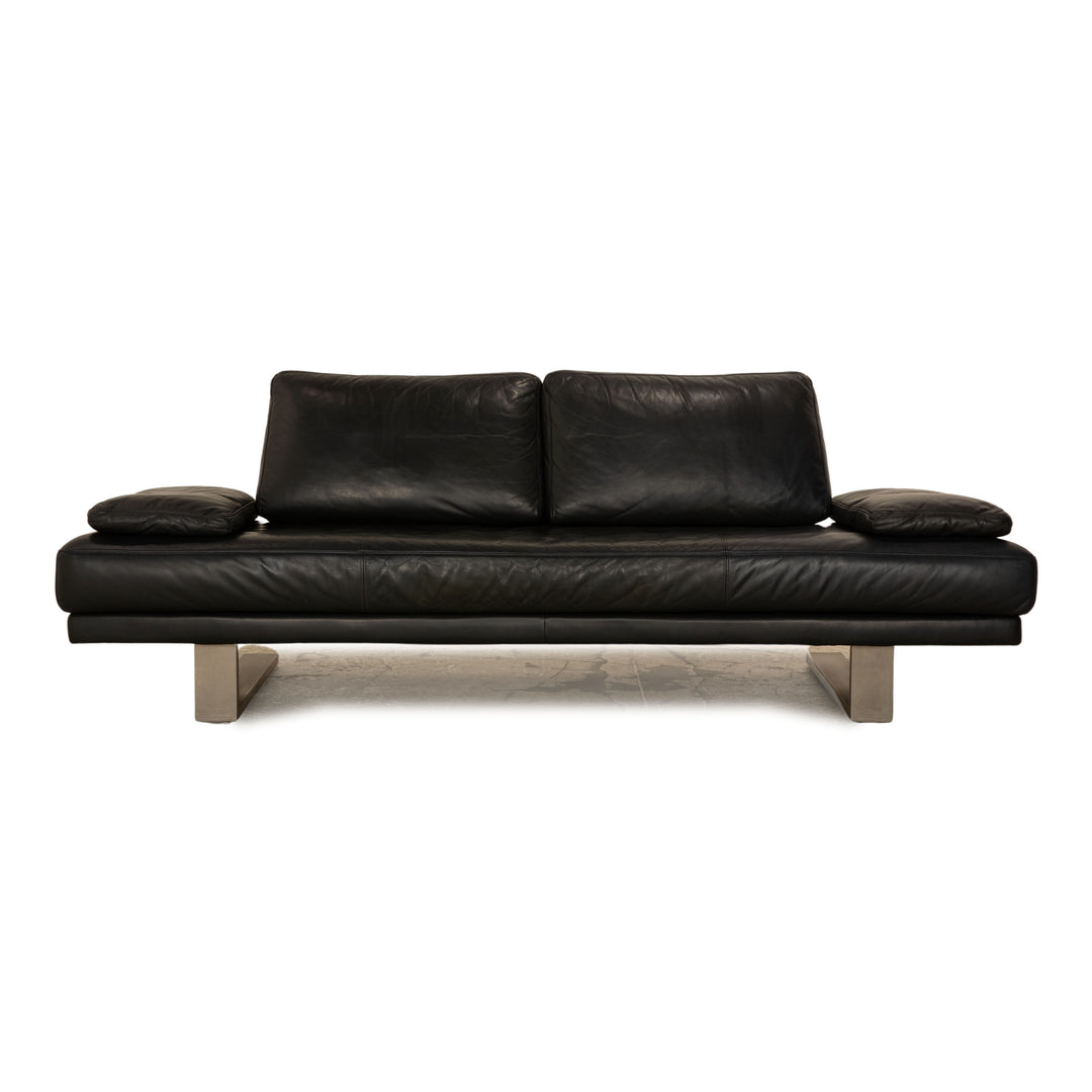 Rolf Benz 6600 Leather Sofa Blue Black Three Seater Couch