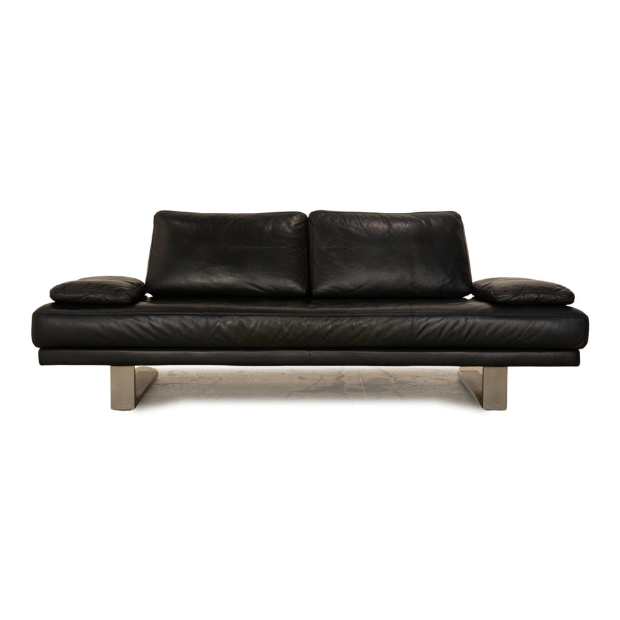 Rolf Benz 6600 Leather Sofa Blue Black Three Seater Couch