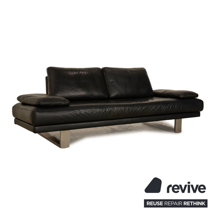 Rolf Benz 6600 Leather Sofa Blue Black Three Seater Couch
