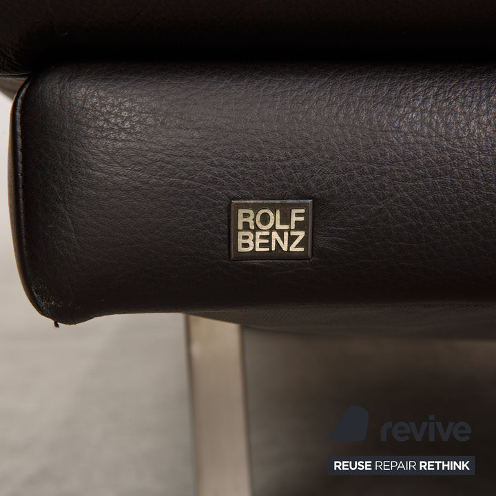 Rolf Benz 6600 lederen bank zwart driezitsbank