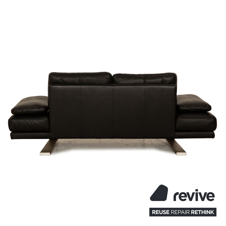 Rolf Benz 6600 leather sofa black two-seater couch