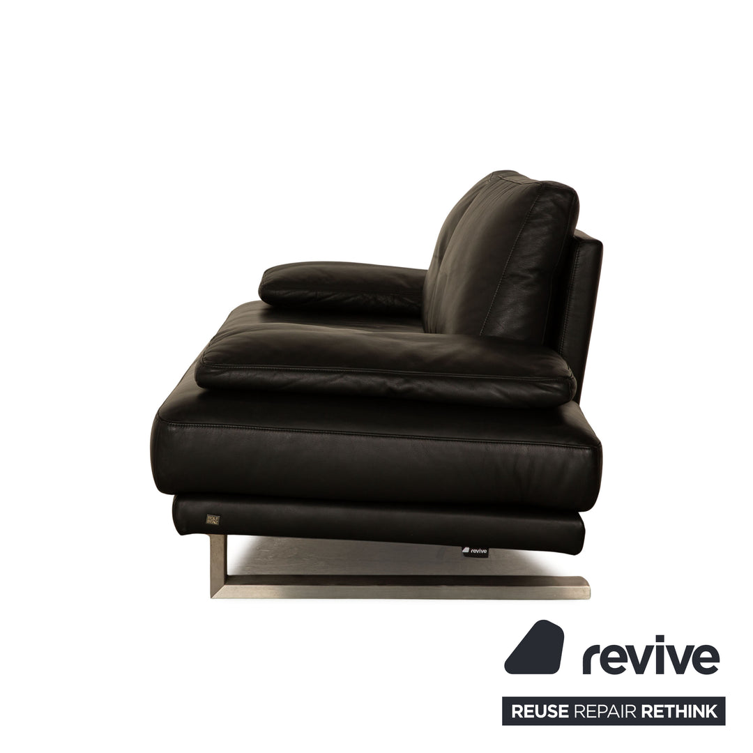 Rolf Benz 6600 leather sofa black two-seater couch