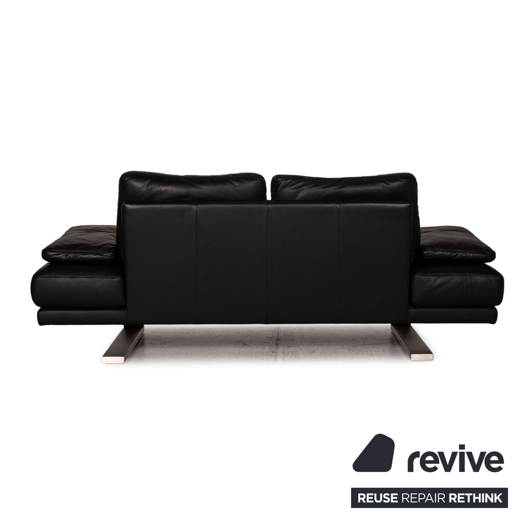 Rolf Benz 6600 leather sofa black two-seater couch