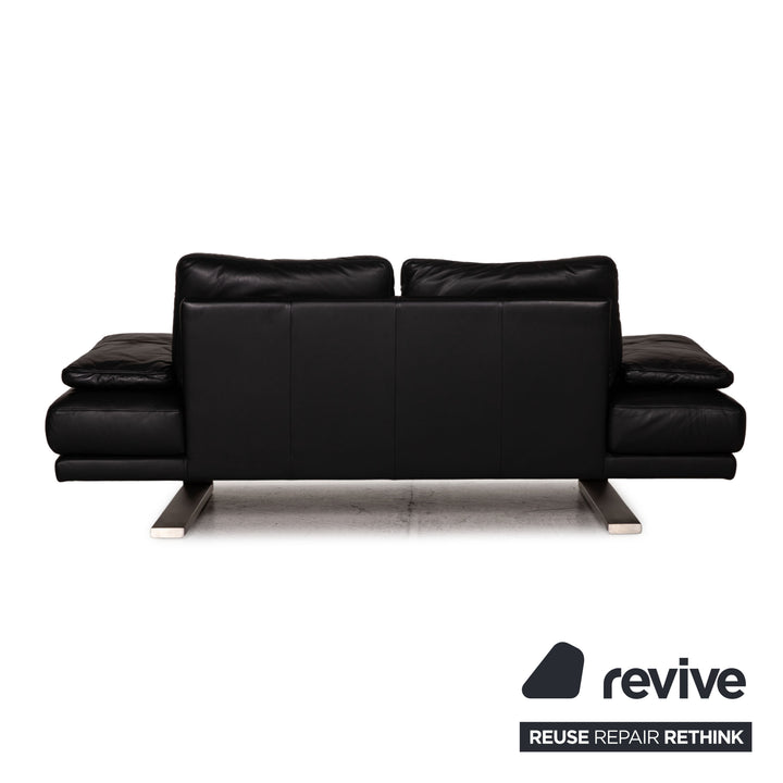 Rolf Benz 6600 leather sofa black two-seater couch