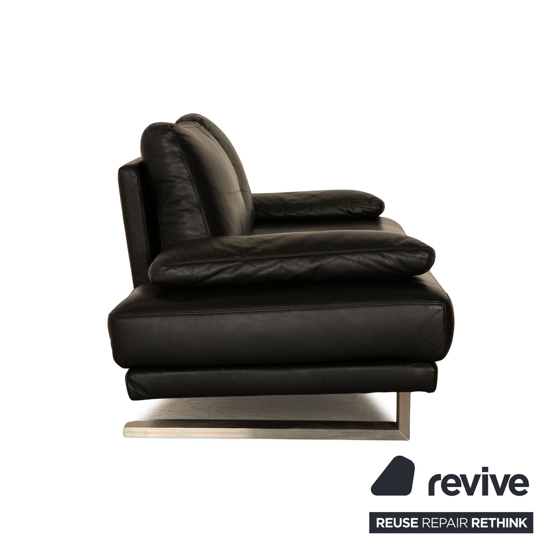 Rolf Benz 6600 leather sofa black two-seater couch