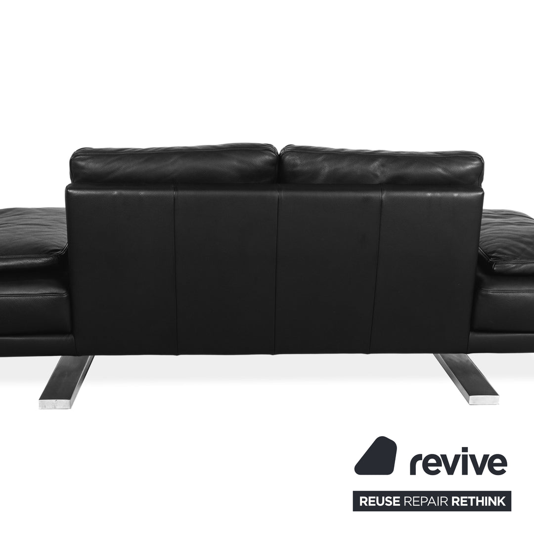 Rolf Benz 6600 leather sofa black two-seater couch