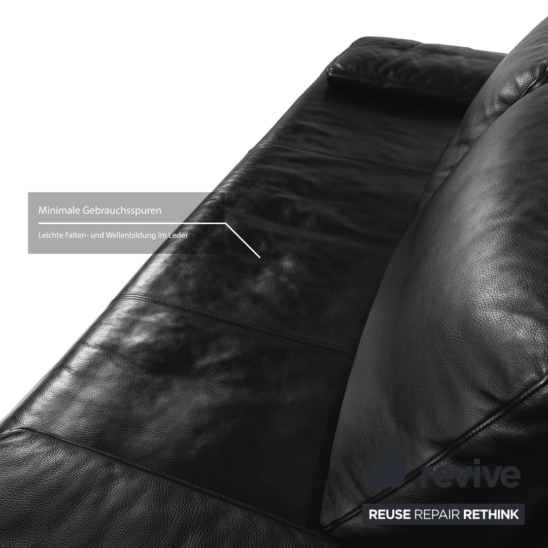 Rolf Benz 6600 leather sofa black two-seater couch