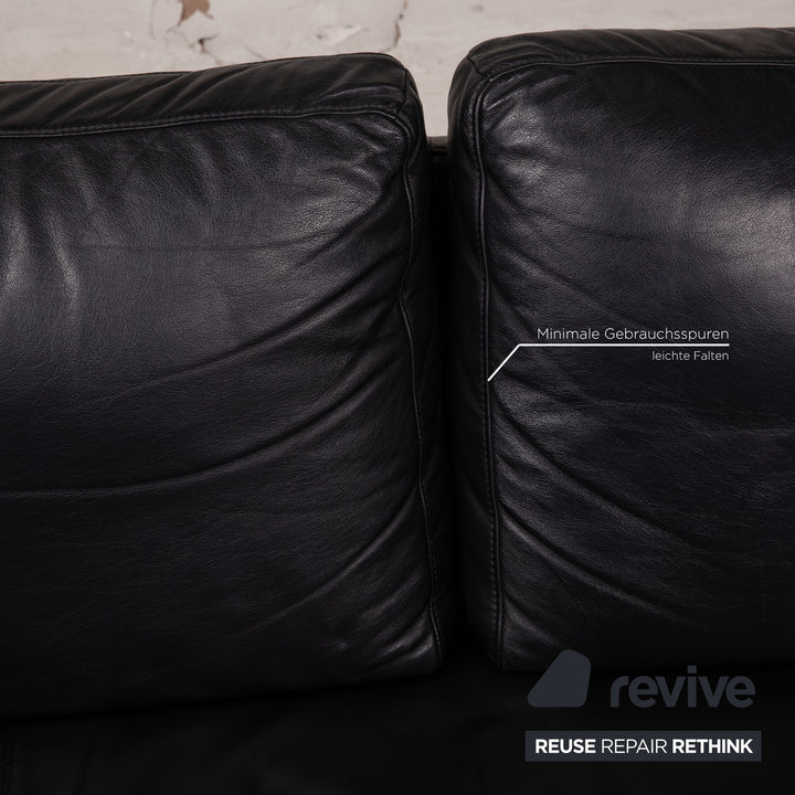 Rolf Benz 6600 leather sofa black two-seater couch