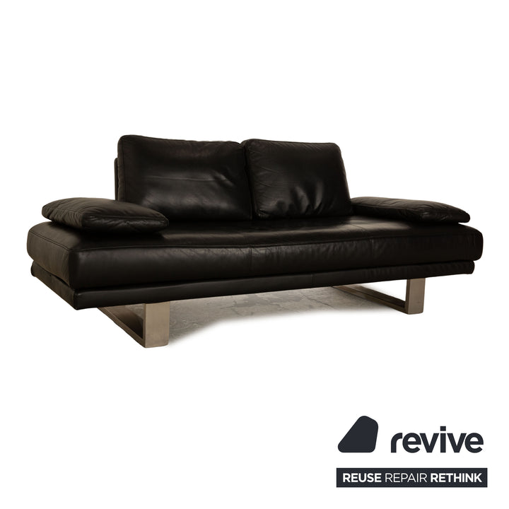 Rolf Benz 6600 leather sofa black two-seater couch