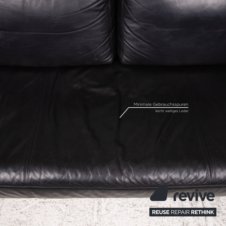 Rolf Benz 6600 leather sofa black two-seater couch