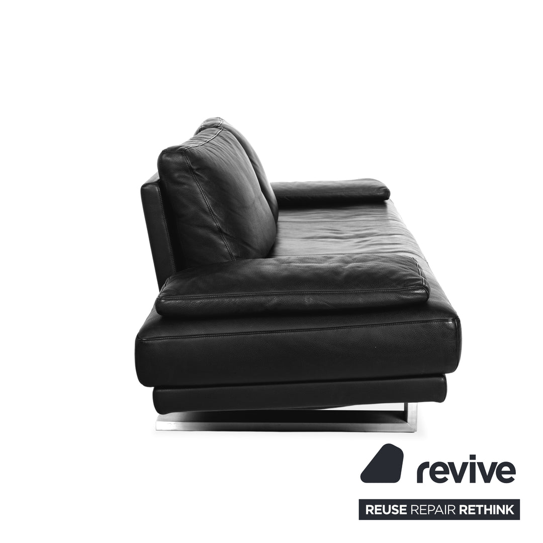 Rolf Benz 6600 leather sofa black two-seater couch