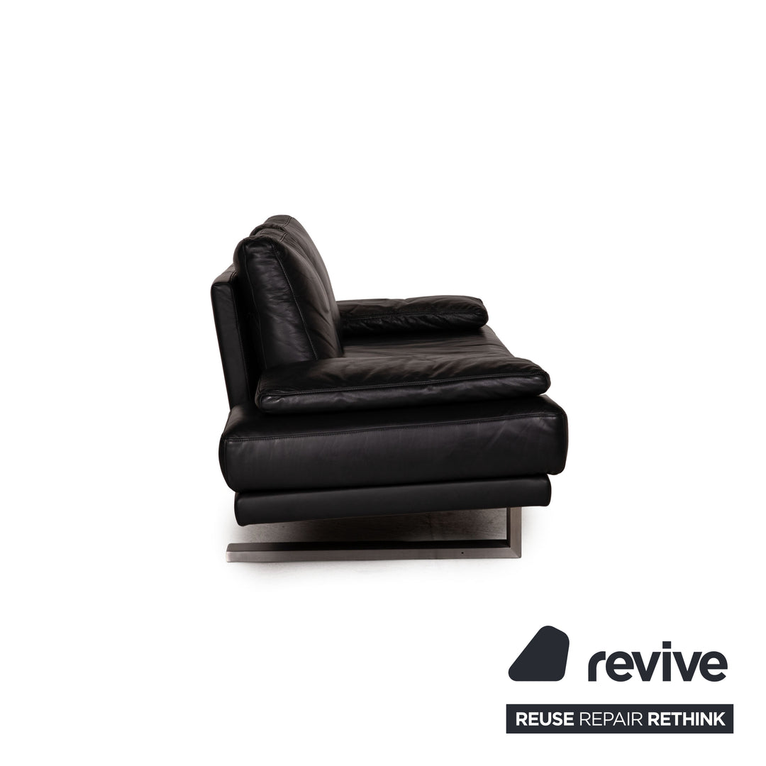 Rolf Benz 6600 leather sofa black two-seater couch