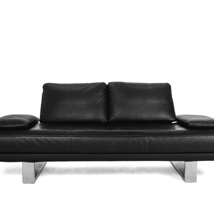 Rolf Benz 6600 leather sofa black two-seater couch