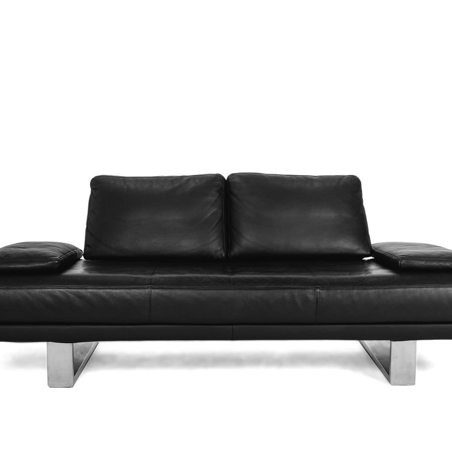 Rolf Benz 6600 leather sofa black two-seater couch