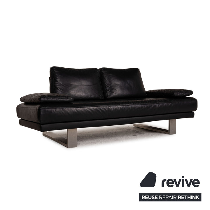 Rolf Benz 6600 leather sofa black two-seater couch