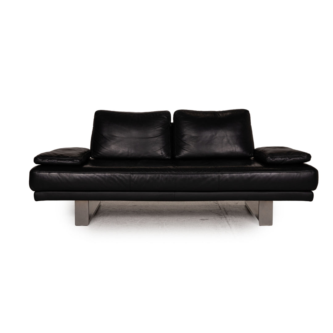 Rolf Benz 6600 leather sofa black two-seater couch