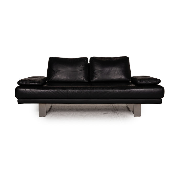Rolf Benz 6600 leather sofa black two-seater couch