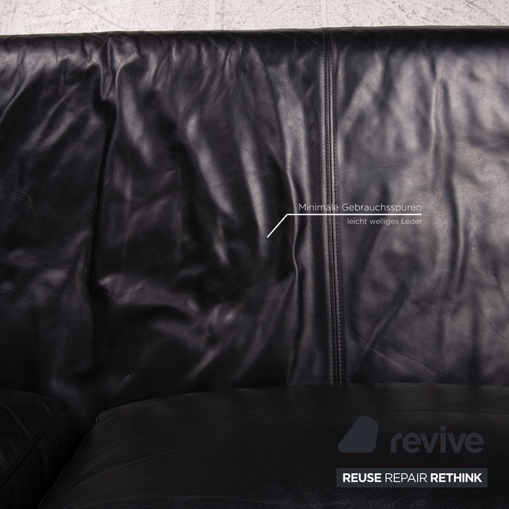 Rolf Benz 6600 leather sofa black two-seater couch