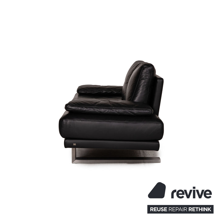 Rolf Benz 6600 leather sofa black two-seater couch