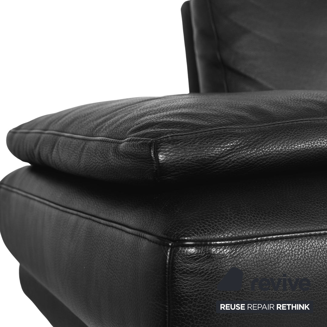 Rolf Benz 6600 leather sofa black two-seater couch
