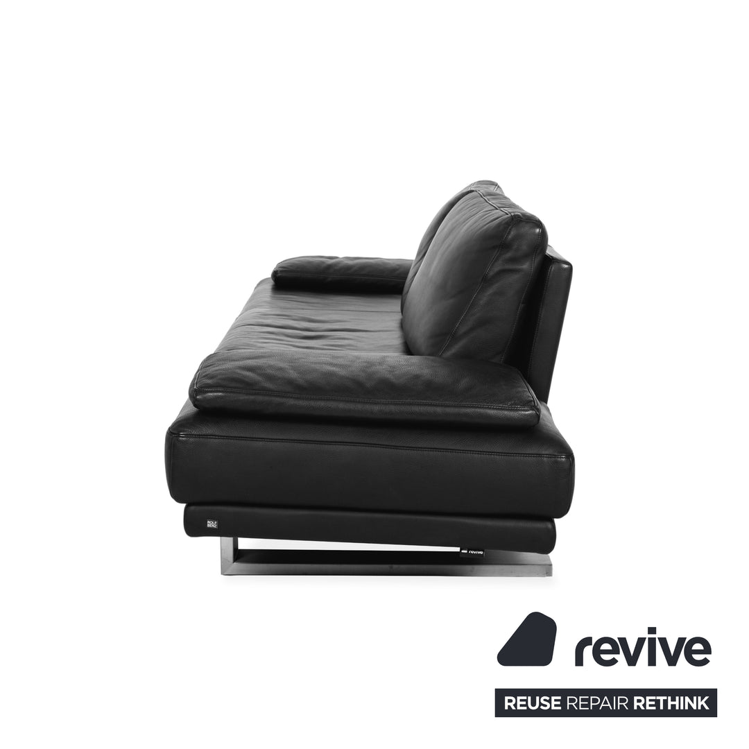 Rolf Benz 6600 leather sofa black two-seater couch