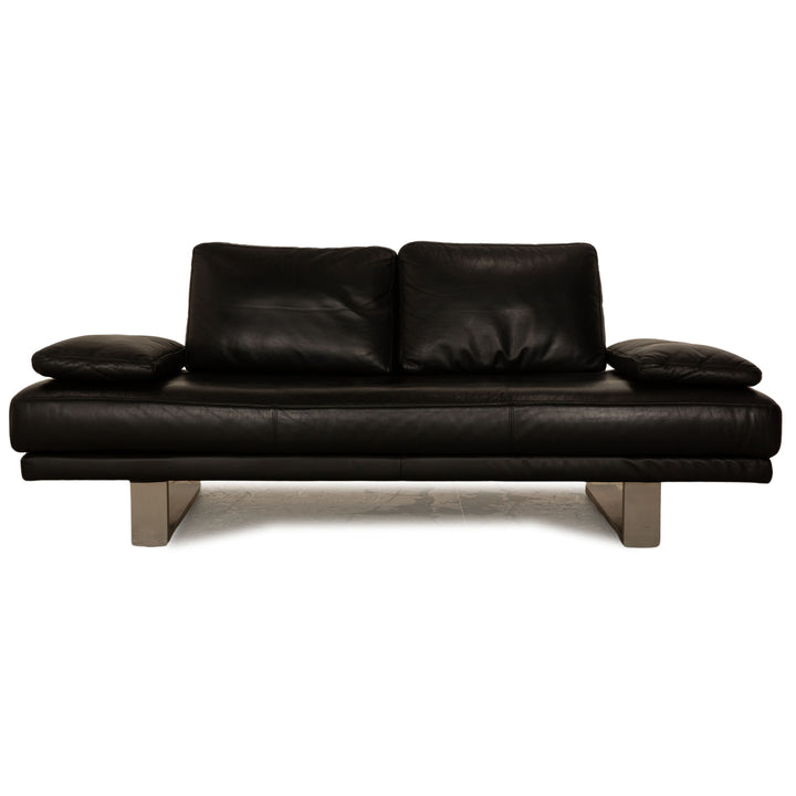 Rolf Benz 6600 leather sofa black two-seater couch