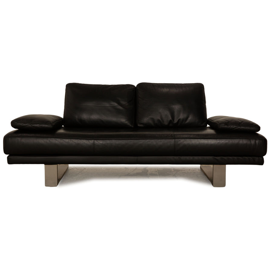 Rolf Benz 6600 leather sofa black two-seater couch