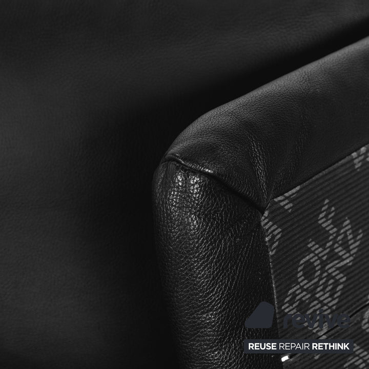 Rolf Benz 6600 leather sofa black two-seater couch