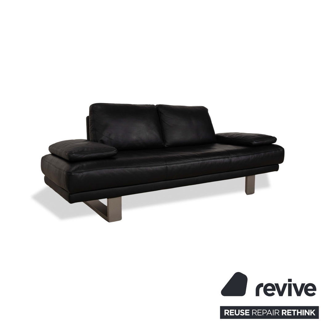 Rolf Benz 6600 Leather Two Seater Black Sofa Couch