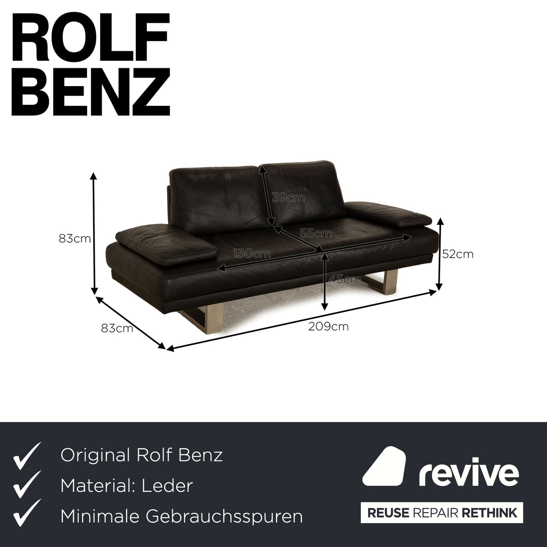 Rolf Benz 6600 Leather Two Seater Black Sofa Couch