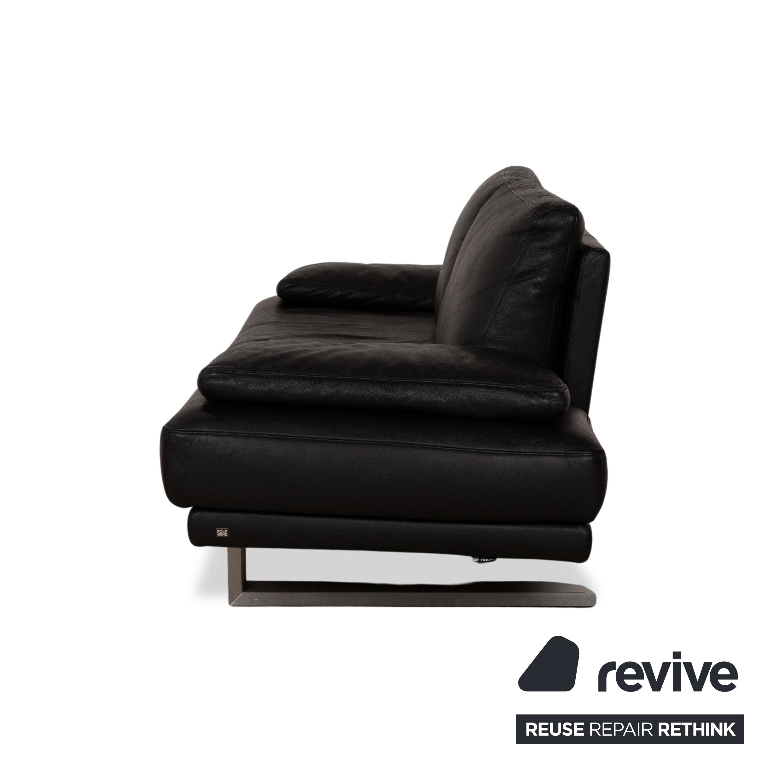 Rolf Benz 6600 Leather Two Seater Black Sofa Couch