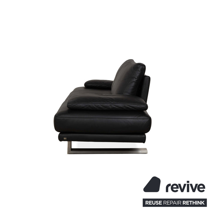 Rolf Benz 6600 Leather Two Seater Black Sofa Couch