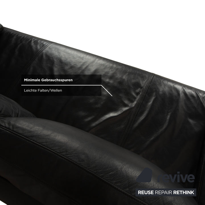 Rolf Benz 6600 Leder Zweisitzer Schwarz Sofa Couch