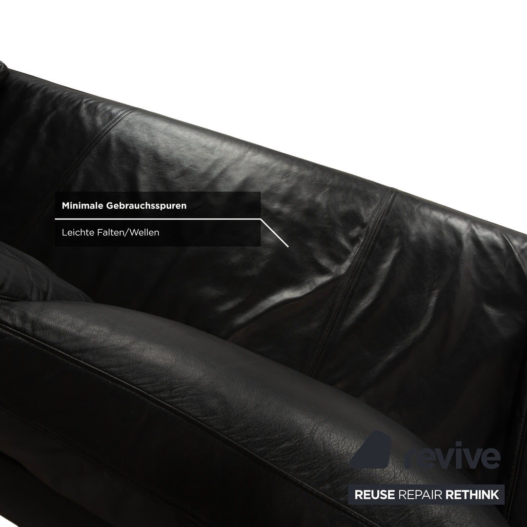 Rolf Benz 6600 Leder Zweisitzer Schwarz Sofa Couch