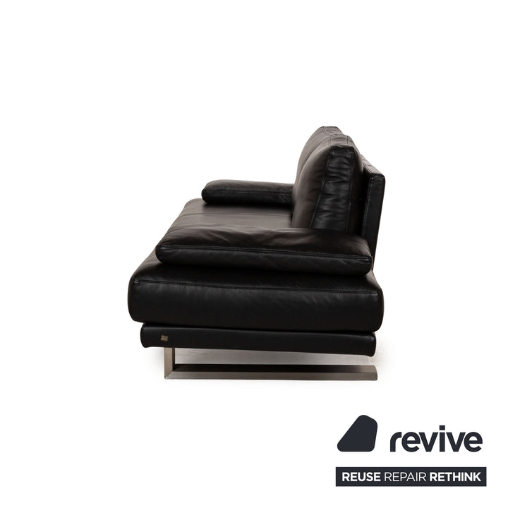 Rolf Benz 6600 Leather Two Seater Black Sofa Couch