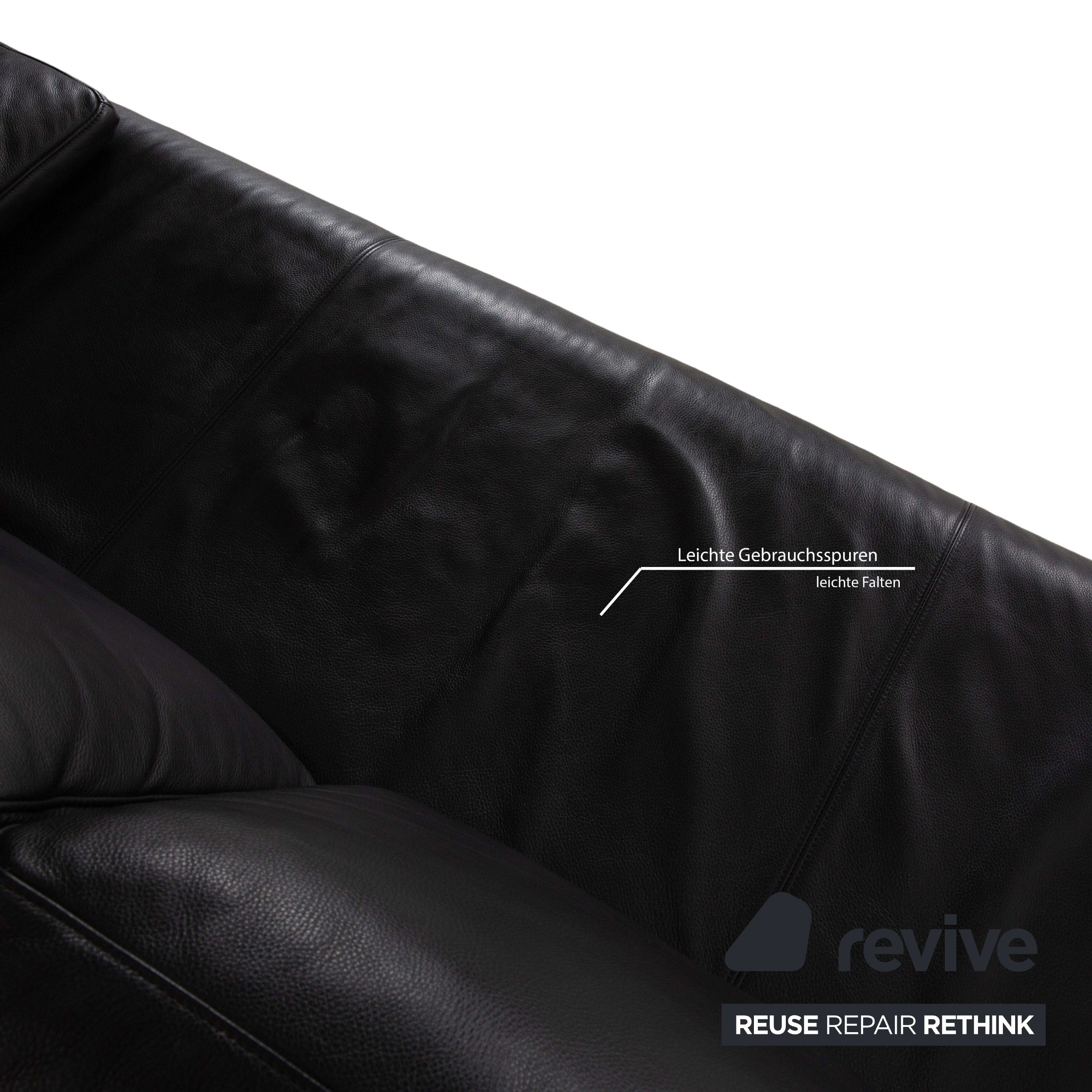 Rolf Benz 6600 Leather Two Seater Black Sofa Couch