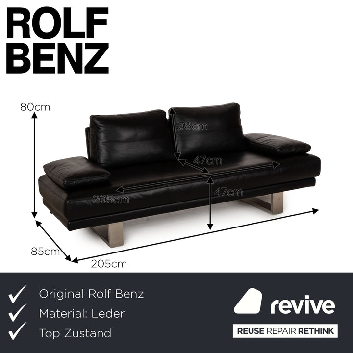 Rolf Benz 6600 Leder Zweisitzer Schwarz Sofa Couch