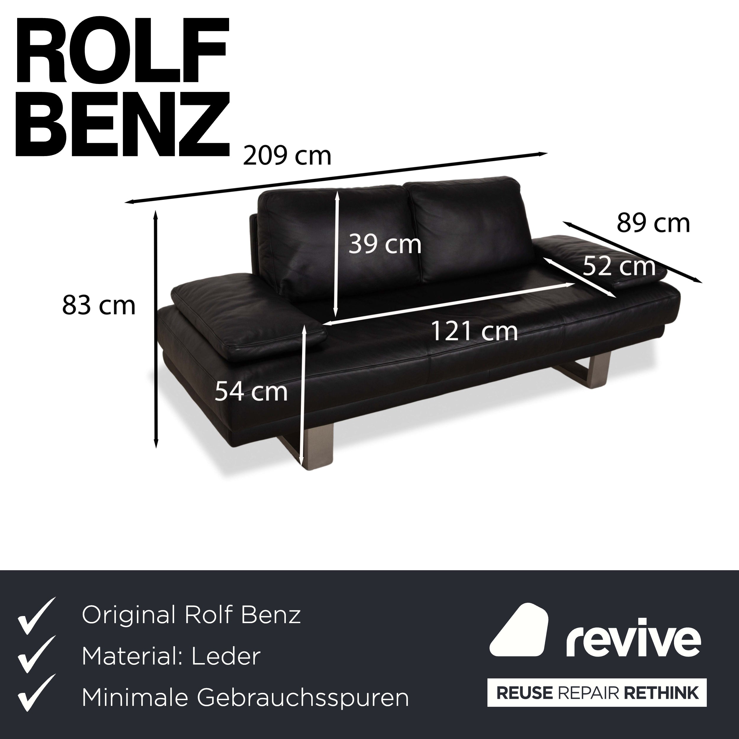 Rolf Benz 6600 Leather Two Seater Black Sofa Couch