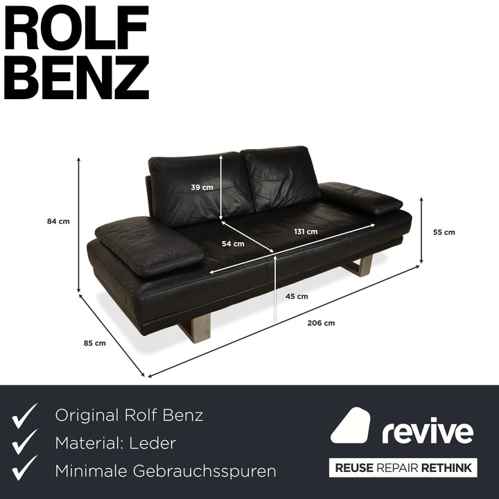 Rolf Benz 6600 Leder Zweisitzer Schwarz Sofa Couch
