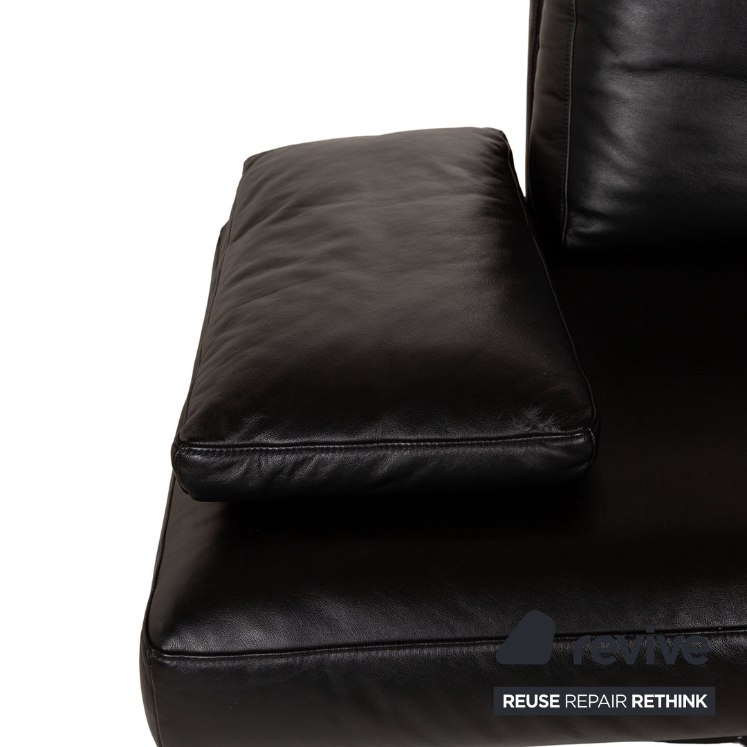 Rolf Benz 6600 Leather Two Seater Black Sofa Couch