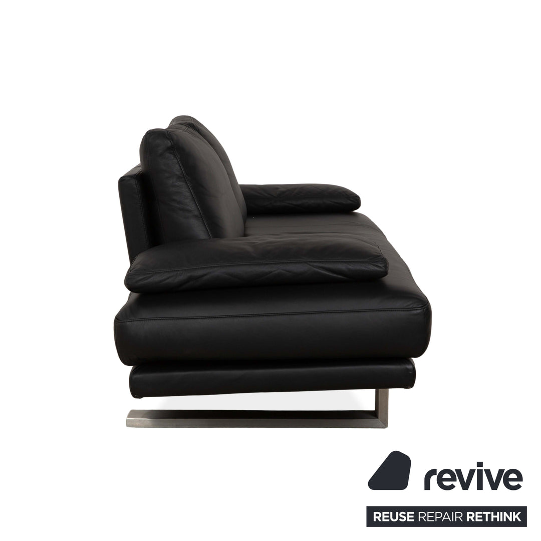Rolf Benz 6600 Leather Two Seater Black Sofa Couch