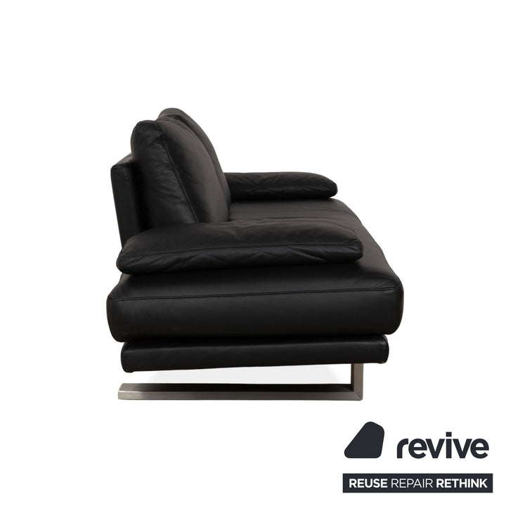 Rolf Benz 6600 Leather Two Seater Black Sofa Couch
