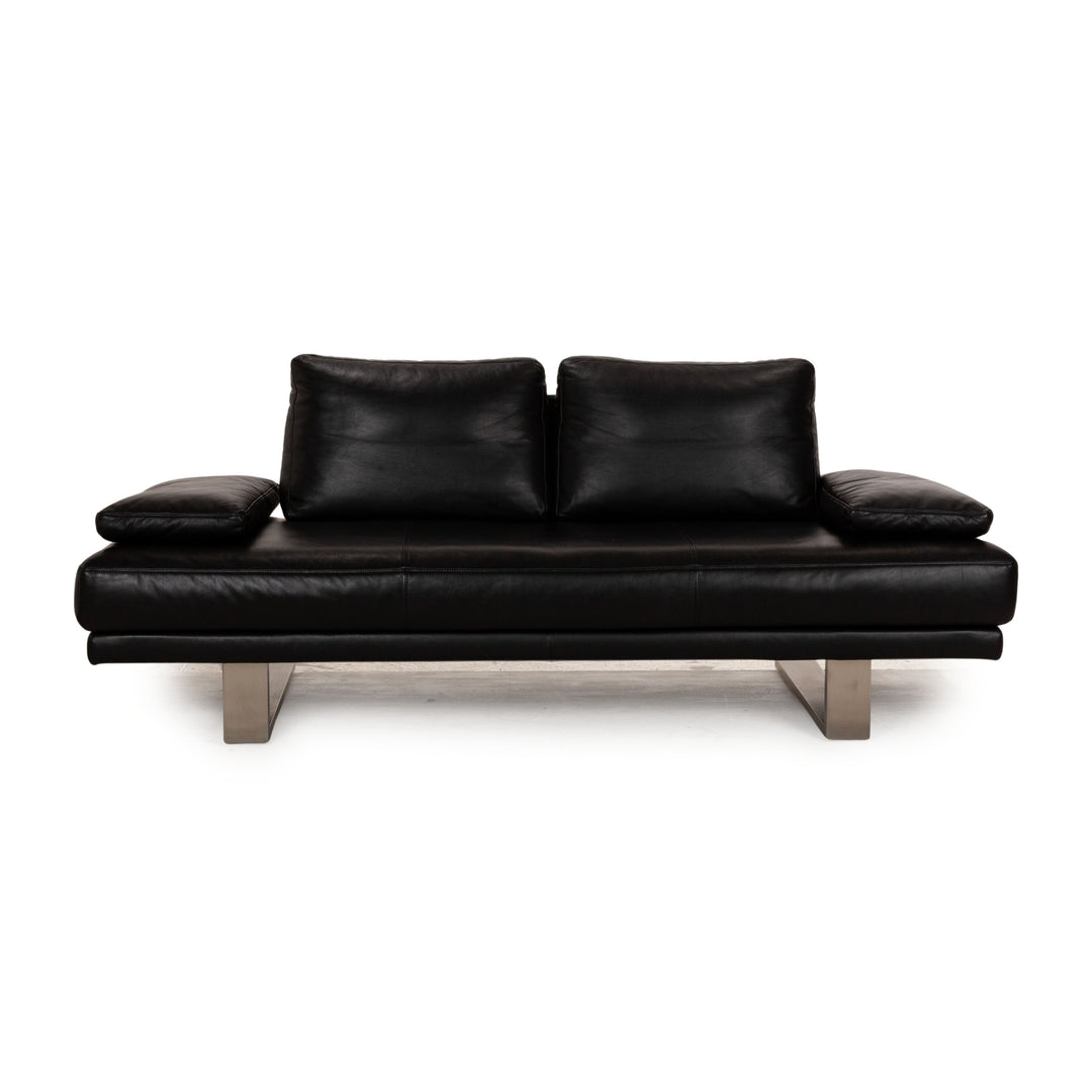 Rolf Benz 6600 Leather Two Seater Black Sofa Couch