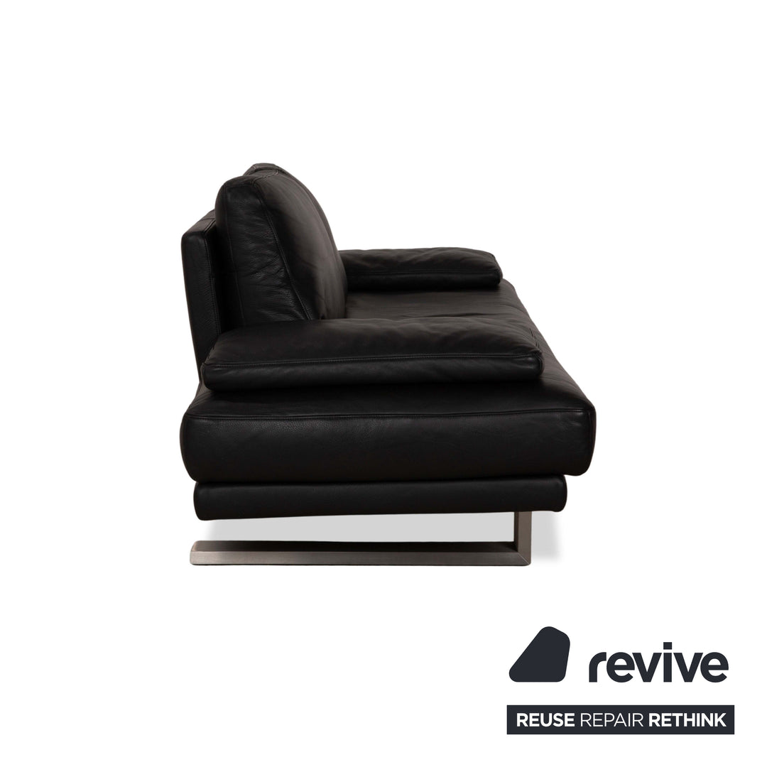 Rolf Benz 6600 Leather Two Seater Black Sofa Couch