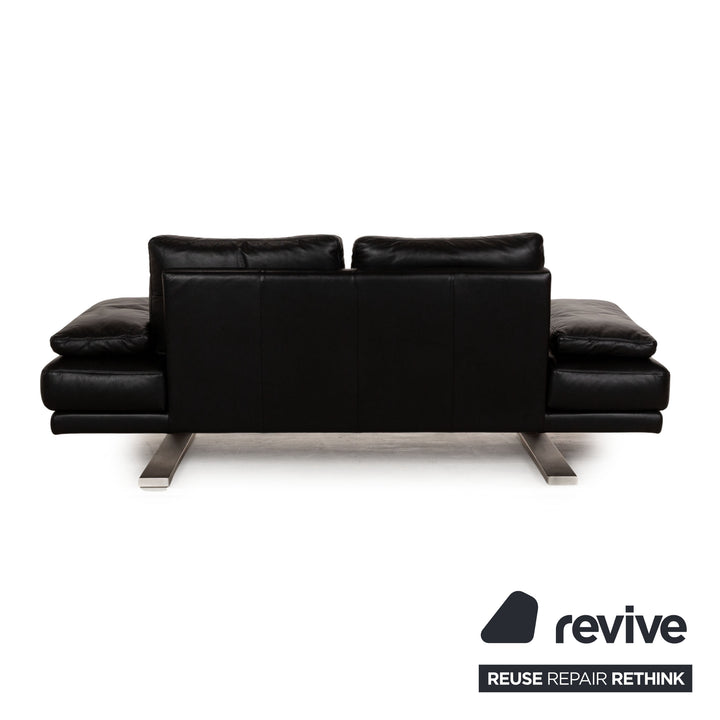 Rolf Benz 6600 Leather Two Seater Black Sofa Couch