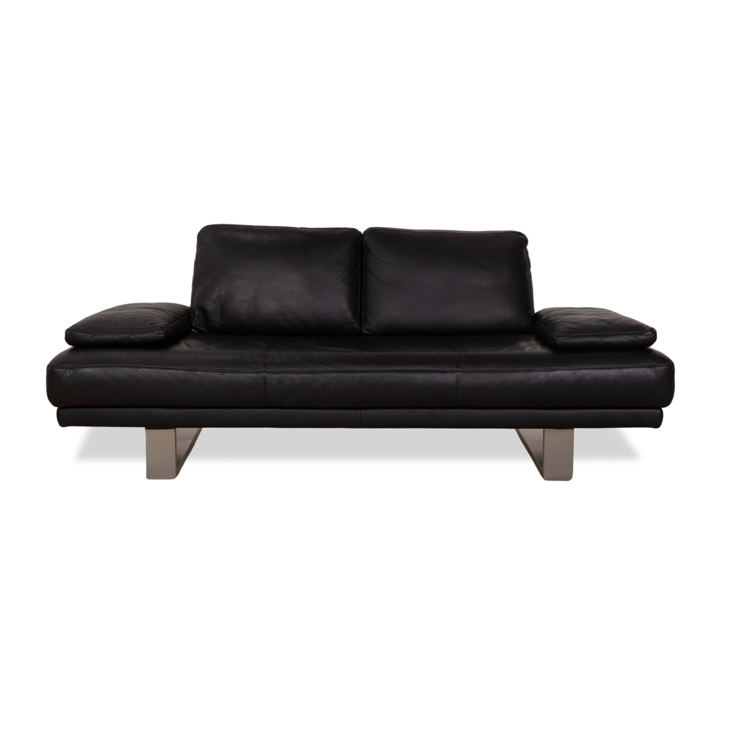 Rolf Benz 6600 Leather Two Seater Black Sofa Couch