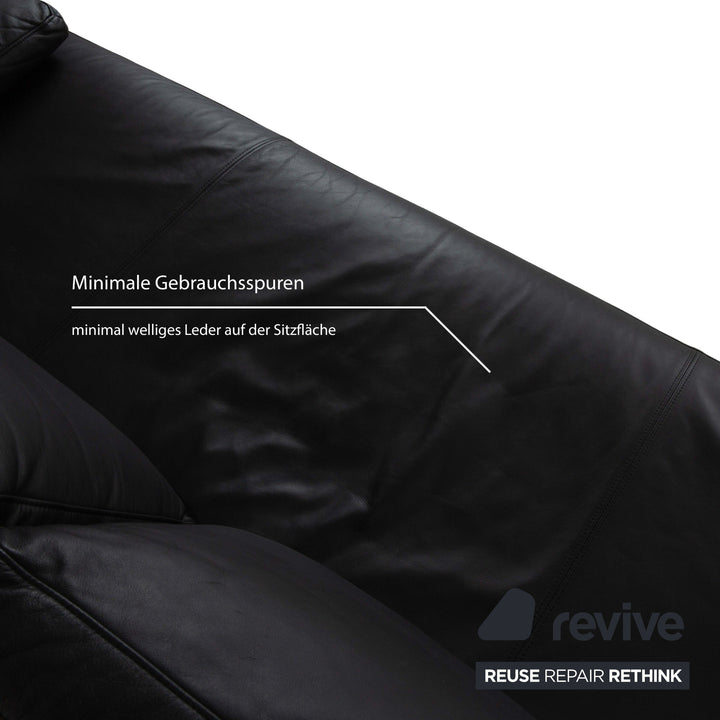 Rolf Benz 6600 Leather Two Seater Black Sofa Couch