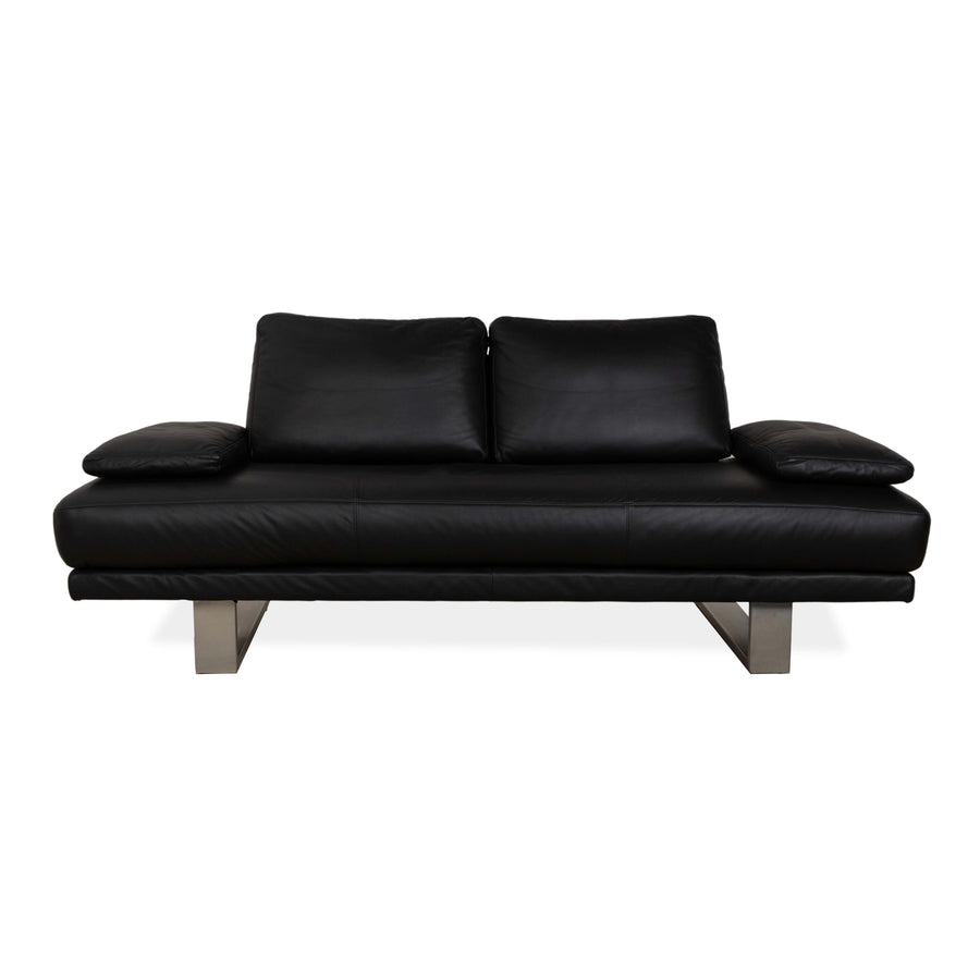 Rolf Benz 6600 Leather Two Seater Black Sofa Couch