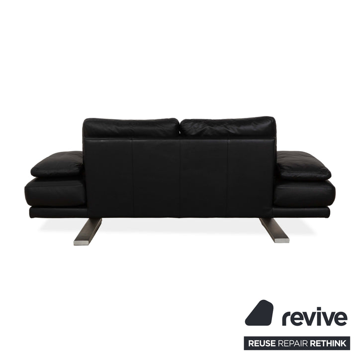 Rolf Benz 6600 Leather Two Seater Black Sofa Couch