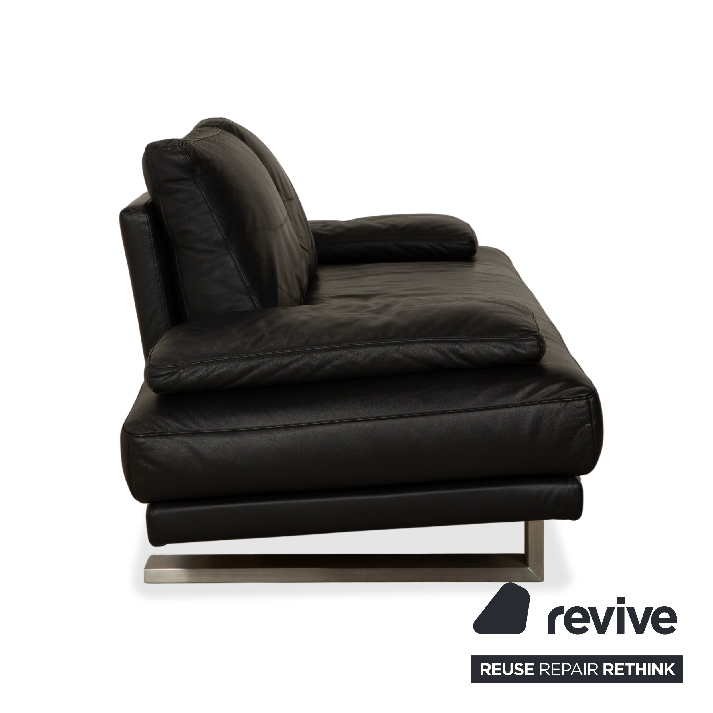 Rolf Benz 6600 Leder Zweisitzer Schwarz Sofa Couch